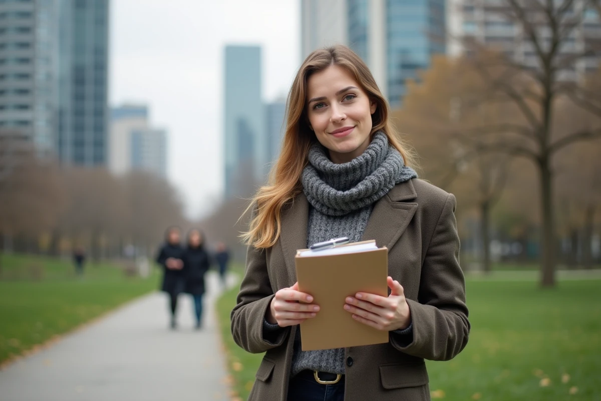 Jeune femme en plein air dans un parc urbain
