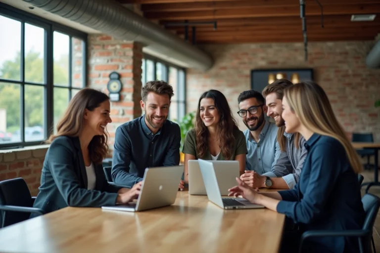 Groupe de professionnels en coworking à Brest