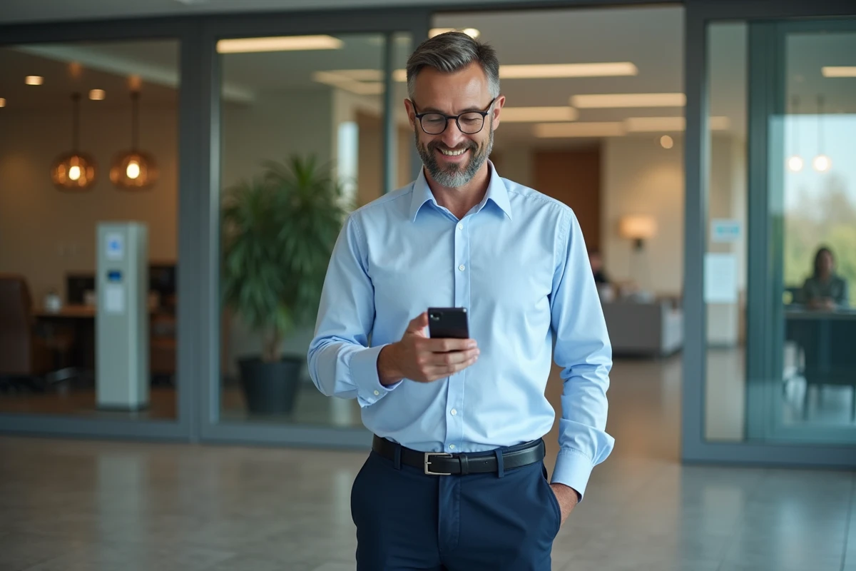 Homme vérifiant son smartphone à l